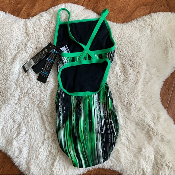 Speedo Endurance Plus + One Piece Multi Color Black Green White Competition Suit - Picture 2 of 3